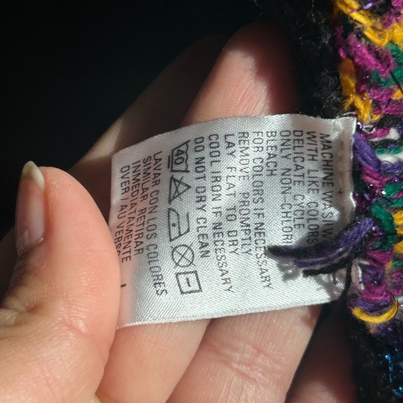 Vintage Russ Black Knit Multicolor Button Up V-Neck Sweater Vest, Cottagecore - Picture 11 of 12